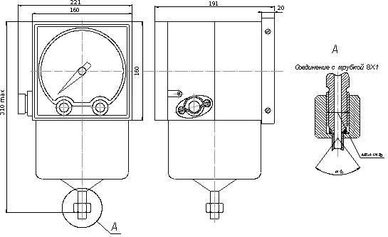 Напоромер НСП-16СгВ3Т4 - габаритные размеры