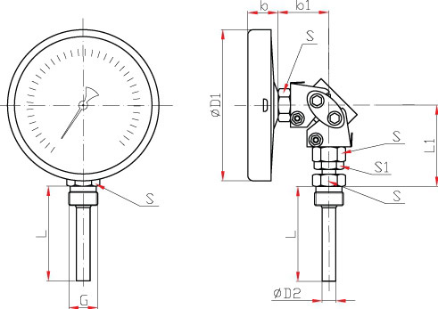 Термометры биметаллические БТ 220 - схема (чертеж)